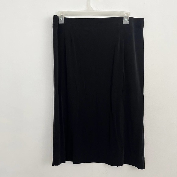 Eileen Fisher Straight Skirt Women's Size Large Black Elastic Waist Knee Length - Picture 3 of 5